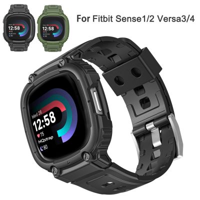 เคสสายสำหรับ Fitbit Versa 3 Versa 4 Sport TPU สร้อยข้อมือสำหรับ Fitbit Sense 1 Sense 2ฝาครอบป้องกันนาฬิกาสายรัดข้อมืออุปกรณ์เสริม CarterFa
