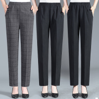 LI【มีไซส์ใหญ่】Plus Size Womens Elastic Waist Thin Slim Pants Ladies Office-wear Elegant Female Trousers