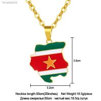 ♚ WANGAIYAO World Map Suriname Map Flag Pendant Necklace Couple Student Stainless Steel Chain Mens Womens Jewelry