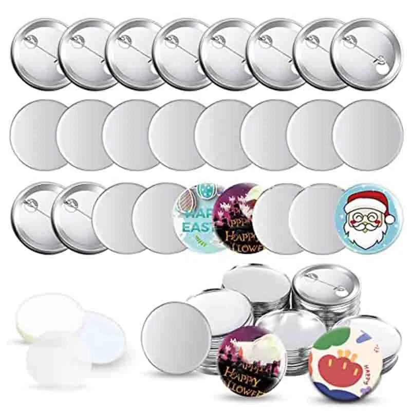 150 Pcs Round Button Parts Blank Button Making Supplies Metal Button Badge  Sets for Button Maker Machine, Include Metal Shells Metal Back Cover Clear  Film Components (Silver, 37 mm/ 1.46 Inch) - Yahoo Shopping