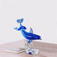 Crystal Dolphin Ornament Animal Figurine Desktop Home Decor Fish Tank Crafts Small Art Glass Dolphin Statue Adornment Supplies