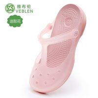 ☈❧  VEBLEN VEBLEN hole hole shoes female summer beach in baotou flat sandals non-slip comfortable pregnant women cool slippers