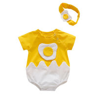 Egg Newborn Baby Girl Clothes Infant Baby Girls Boys Eggs Patchwork Romper Set Bodysuit+hairband Baby Costume Шорты Для Девочек