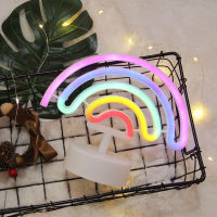 Rainbow Neon Sign Light BatteryUSB Powered Light Up Cute Colorful Table Neon Night Lamp with Stand for Bedroom, Tabletop Decor