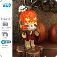 YKO 2167 Halloween Pumpkin Bear Gentleman Duke Disguise Animal Led Mini Diamond Blocks Bricks Building Toy for Children no Box