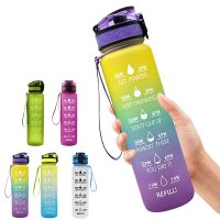 1000ml Water Bottle Motivational Drinking Bottle Sports Tiktok Water Bottle Time Marker Sticker Portable Reusable Plastic Cups