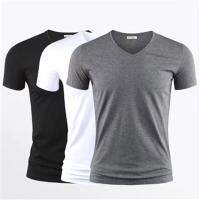 Mens T Shirt Pure Color V Collar Short Sleeved Tops Tees Men T-Shirt Black Tights Man T-Shirts Fitness For Male Clothes TDX01