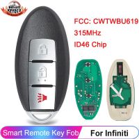 KEYECU CWTWBU619สำหรับ Infiniti FX35 FX45 2005 2006 2007ศิลปะ2008 3ปุ่ม Fob รถปุ่มควบคุมชิป ID46 315Mhz