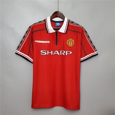 98/99 Man United MU Home Jersey Football Retro Soccer Shirt S-XXL