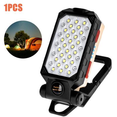 COB Work Light Portable LED Flashlight Adjustable USB Rechargeable Waterproof Camping Lantern Magnet Design With Power Display Power Points  Switches