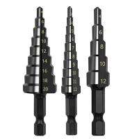 HSS Straight Groove Step Drill Bit Set Titanium Coated Wood Metal Hole Cutter Core Drill Bit Set