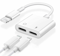 [รับรอง Apple MFi] อะแดปเตอร์หูฟัง iPhone และตัวแยก,2 In 1 Lightning เป็น Dual Lightning Jack AUX Audio + อะแดปเตอร์ชาร์จไฟสำหรับ iPhone 12 11 XS XR X 8 7 iPad,รองรับการโทร + การชาร์จ