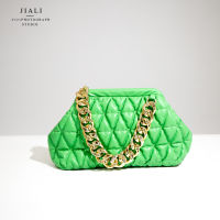 luxury underarm chain soft PU leather thick chain handbag cloud bag dumpling Folded Cloud Bag Solid Color