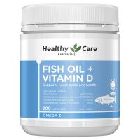 Healthy Care Fish Oil+Vitamin D Omega 3 200 เม็ด Exp.03/2025 เสริมคุ้มกันให้แข็งแรงอยู่เสมอ