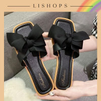 Lishops  สินค้าใหม่แนะนำ รองเท้าแตะสำหรับผู้หญิง รองเท้าแตะสำหรับคุณผู้หญิงแต่งโบว์อันโตที่ปลายเท้าใส่แล้วเท้าดูเรียวดูสวยสุดๆ