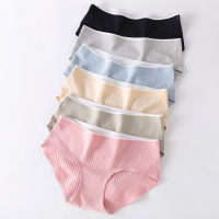 3Pcs Womens Underwear Cotton Seamless Stripes Panties Soild Color Skin- friendly Lingerie Woman Panty Low Waist M-XL Plus Size