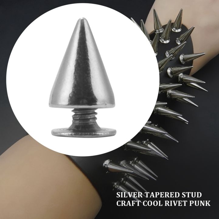 100pcs-set-9-5mm-silver-cone-spikes-screwback-studs-diy-craft-cool-rivets-punk