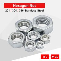 1-50 PCS Hexagon Nuts M2 M2.5 M3 M4 M5 M6 M8 M10 M12 M14 M16 M18 M20 M22 M24 M27 M30 DIN934 304 / 201 / 316 Stainless Steel Nails  Screws Fasteners