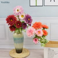 【DT】 hot  Yoshiko 3Heads Artificial Silk Flower Gerbera bouquet  Home Garden wedding shopping mall DIY shop simulation Decorative Flowers