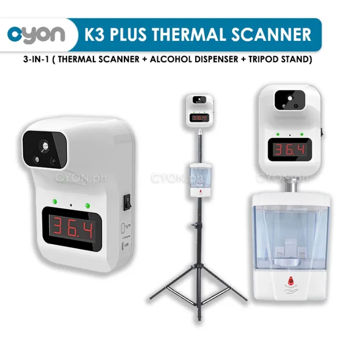 CYON.ph K3 Plus Thermal Scanner Automatic alcohol Dispenser with Tripod Stand☬ Lazada PH