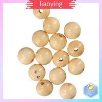 LIAOYING 100pcs 18mm ครับ ลูกปัดไม้ลูกปัด ทำจากไม้ พิมพ์ undyed ลูกปัดหน้ากลม พิมพ์ undyed Ball มีรู ลูกปัดหลวมๆ การทำเครื่องประดับงานฝีมือ DIY