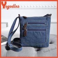 【Ready Stock】 ♟❀ C23 Yogodlns Fashion Blue Denim Shoulder Bags For Women Classial Zipper Design Crossbody Bag