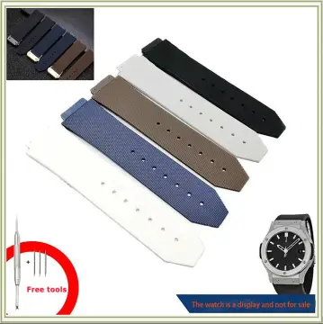 Watch Band For Hublot Big Bang Silicone 24 26mm Waterproof Men Watch Strap Chain  Watch Accessories Rubber Watch Bracelet Chain-black-black Clasp
