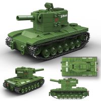 WW2 Military KV-2 Heavy Tank World War II Classic Fighting Vehicle Soldier Building Blocks Sets Model Dolls Brick Kids Toys Gift