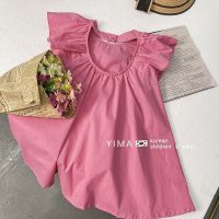 Spot parcel post Korean Childrens Clothing Girls Thin &amp; Pink Dress Summer Western Princess Style Flounced Sleeve Dress Baby Princess Dress