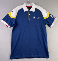 BMW Motorrad Polo Shirt Mens Large Blue Short Sleeve SBK Team Motorsport Racing