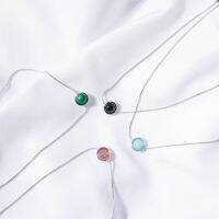 Natural Stone Colorful Pedndant Necklace Pink Green Blue Black Opal Round Neck Link Minimalism Choker Fashion Women Gift Jewelry