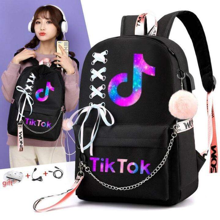 Tik Tok Usb Backpack Teenagers School Bag Rucksack Cacual Travel