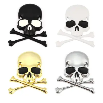 3d Metal Skull Head Car Stickers Emblem Badge Decals For Bmw