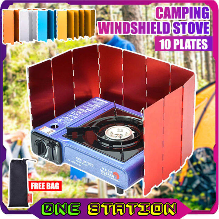 SUNDICK RED / ORANGE Foldable Outdoor Stove Windscreen 10 Plates