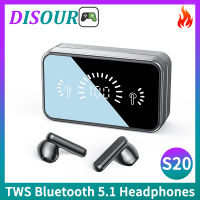 DISOUR TWS บลูทูธ5.1หูฟังไร้สายไฮไฟสเตอริโอเสียงกันน้ำกีฬาหูฟัง HD จอแสดงผลดิจิตอลการควบคุมแบบสัมผัสหูฟังสำหรับมาร์ทโฟนทั้งหมด