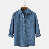 Medussa ChArmkpR Mens Solid Color Corduroy ออกแบบเสื้อแขนยาวลำลอง