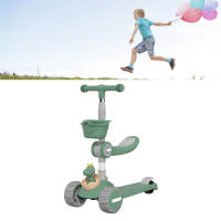 3 In1 Kids Kick Scooter พับได้ ปรับความสูงได้ 3 Wheeled Push Scooter พร้อม Seat Flash Wheel สำหรับชายหญิง