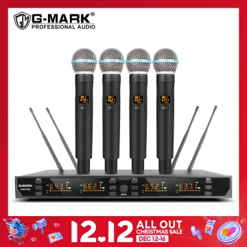 4 Channels Wireless Microphone System G-MARK Karaoke 4 UHF ECHO Dynamic Mic  For Speaker Party KTV Wedding