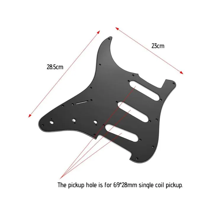 SSS Electric Guitar Pickguard 3 Ply PVC Panels Left Handed Pickguard for ST Guitars Black (Black