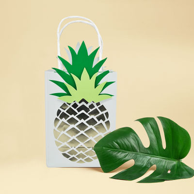 4pcs Summer Gold Pineapple White Paper Gif Bags Wedding Birthday Party Supplies Small Tote Package Eco-Friendly-zptcm3861