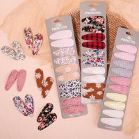 【CW】 10Pcs/set Embroidery Print Hair for Hairpin Barrettes Headwear Kids Baby Accessories