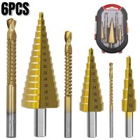 6Pcs Step Drill Bit Saw Drill Bit Set Titanium Milling Cutter 4-12 4-20 4-32mm For Woodworking Metal Core Drilling Hole Opener