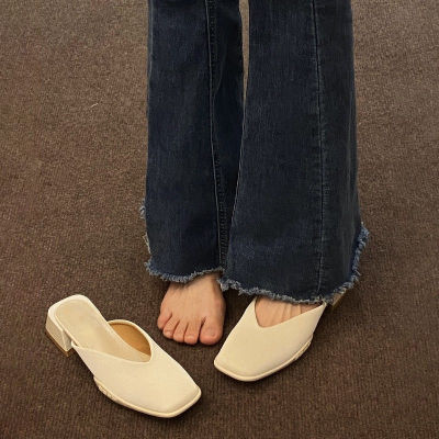 New style รองเท้าแตะปิดหัวรองเท้าแตะปิดหัวผู้หญิงใส่ไปข้างนอก 2023 รองเท้าชั้นเดียวแบบใหม่สำหรับคนขี้เกียจฤดูร้อนรองเท้าแตะนางฟ้าแบบสวมส้นหนา