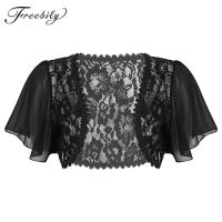 【 Cw】 Bolero Women Black White 2019 Lace Elegant Ladies Shrug Shrug Shrug Short Bell Sleeve Cropped Jacket Shrug For Wedding Evening Prom