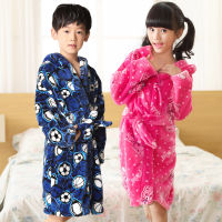 Fashion 2021 Childrens Bathrobe Autumn Winter Warm Flannel Nighgowns for Boys Cartoon Kids Robes Fleece Girls Hooded Bathgowns