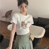 Cat People Cropped Top Shirt for Women Animal T Shirt Clothes Harajuku Tee Croptop Short Tshirt Cute Clothing Kawaii 90s