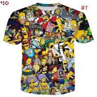 HX การ์ตูน The Simpsons อะนิเมะทีวีซีรีส์3D พิมพ์ผู้ชายผู้หญิงเสื้อยืดสบายๆฤดูร้อนกราฟฟิคประเดิมท็อปส์คู่