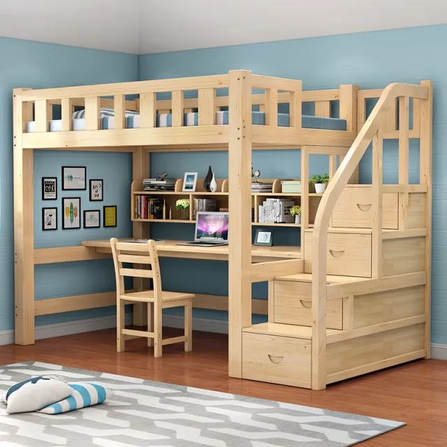 Bed, table, solid wood, high and low bed, ladder bed, pine wood