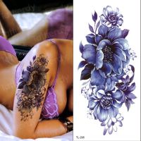 【YF】 purple flower tattoos waterproof tattoo for women girls peony rose lotus and body art fashion stickers bikini