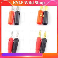 KYLE Wild Shop Black+Red color 4mm Banana plug Audio Speaker Screw Gold Silver Plate Plugs Connector adapter Solderless